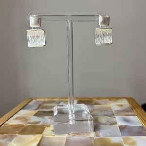 Silver Toned Textured Drop Earrings